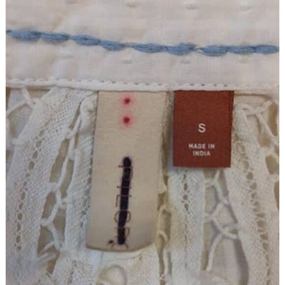Anthropologie Pilcro Ivory Lace Back Button Up Blouse Small - Picture 5 of 6